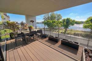 EXKLUSIVE RHEINBLICK BAUHAUS 4 ZIMMERWOHNUNG / RHEIN - TERRASSE / GARTEN / BALKON / TG - STELLPLATZ