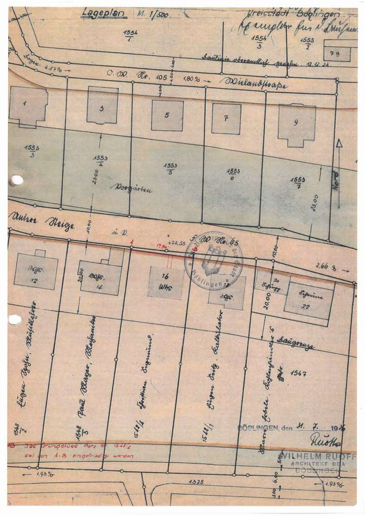 Lageplan aus Baugesuch