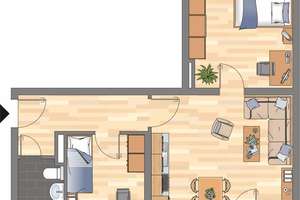 2-Zimmer-Balkonwohnung mit Laminat, Tapeten und modernem Wannenbad – Lehnackerstraße 54, 47179 Fahrn, Duisburg – Vorschaubild 2
