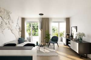 Moderne 2-Zimmer-Wohnung mit Balkon und Tiefgaragenstellplatz in modernem Neubauensemble