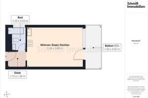 Möblierte 1-Zimmer-Wohnung mit Balkon und Skylineblick in Frankfurt-Sachsenhausen – 60598 Sachsenhausen-Süd, Frankfurt am Main – Vorschaubild 6