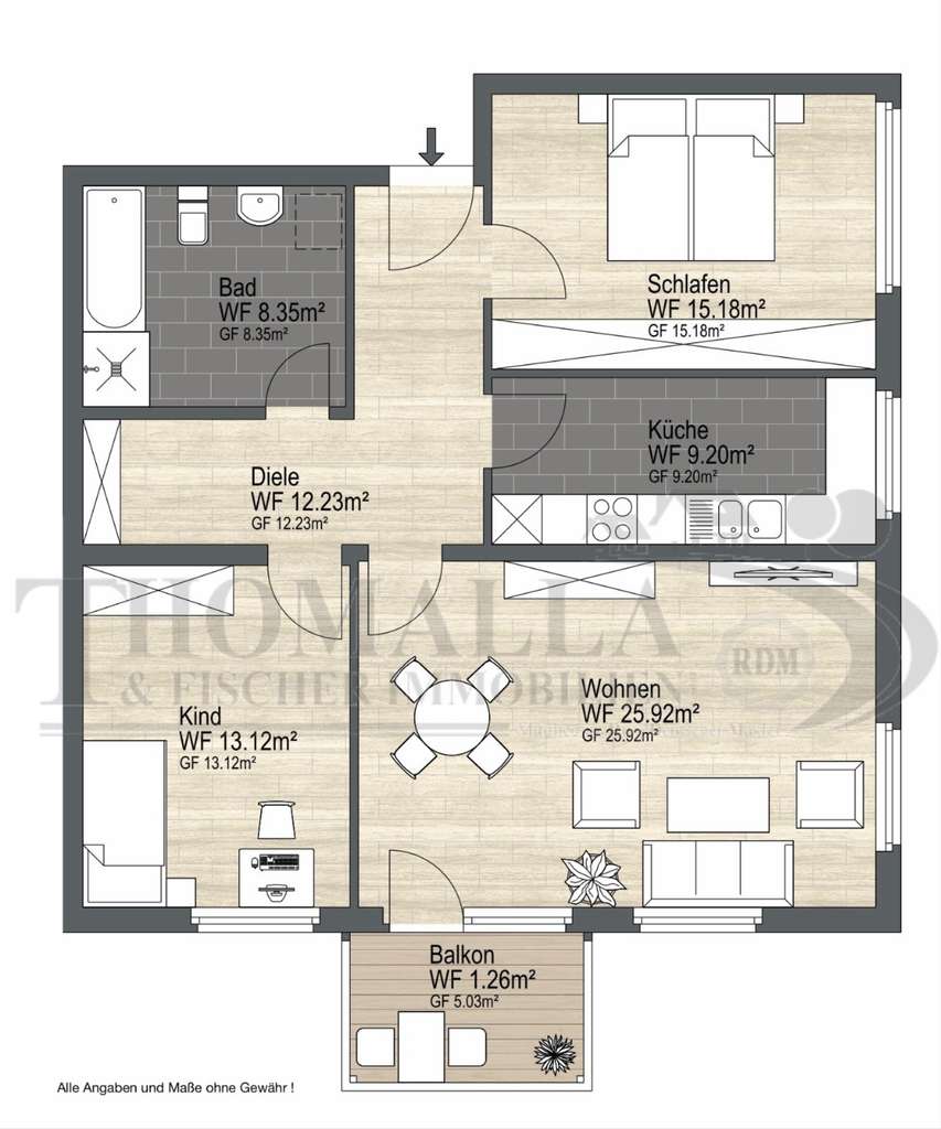 Immobilie in Velten - Frei ab 01.04.2026! 3 Zi.-Eigentumswohnung (WEG) im 1.OG mit Garage und Balkon zu verkaufen! - Bild 4