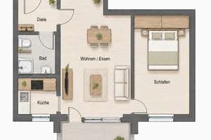 Frisch renovierte 2-Zimmer-Wohnung mit großem Westbalkon, Aufzug & Stellplatz – Königsbergstraße 21, 95448 Industriegebiet, Bayreuth – Vorschaubild 6