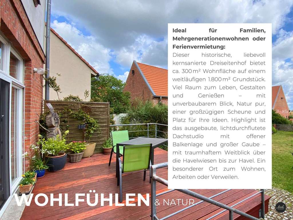 Immobilie in Havelberg - Historischer Hof, kernsaniert, mit ca. 300 m² Wohnfläche und traumhaftem Blick auf Havelwiesen - Bild 2