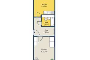 Sonnige 1-Raum-Wohnung mit Balkon  – Lukasstr. 6, 4315 Volkmarsdorf, Leipzig – Vorschaubild 2
