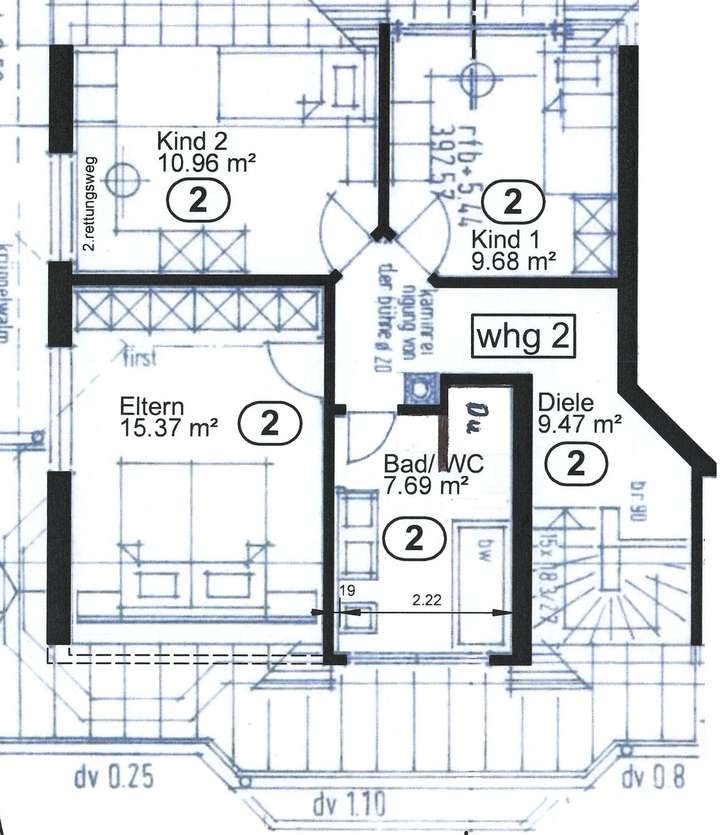 Grundriss Wohnung Nr. 2 DG