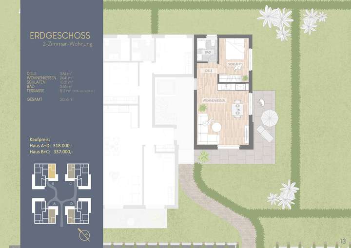 Grundriss-Beispiel EG 2-Zi 50