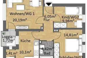 Zuhause im Regensburger Westen: Attraktive 3-Zimmer-Wohnung mit Süd-West-Loggia – Die vollständige Adresse der Immobilie erhältst du vom Anbieter., 93049 Westenviertel, Regensburg – Vorschaubild 9