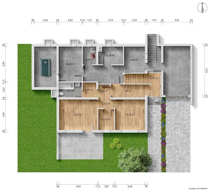 GR  Untere Etage unmöbliert