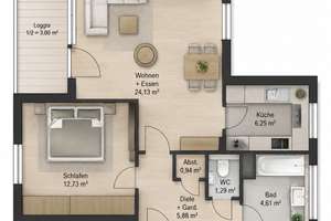 2-Zimmer-Wohnung im 1. OG nahe S-Bahn in Korntal