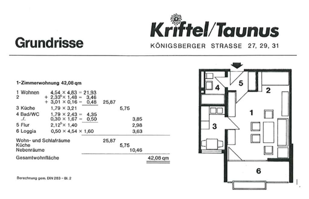 Immobilie in Kriftel - Wunderschöne, helle 1-Zimmer Wohnung: Hochparterre Kriftel - von Privat, auch ideale Kapitalanlage - Bild 1