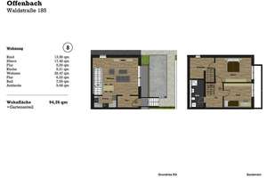 Wohnen im Musikerviertel: 3,5 - Zimmer Maisonettewohnung – 63065 Wilhelmschule, Offenbach am Main – Vorschaubild 3