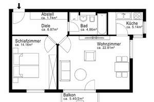 AIGNER - Erbpacht: gemütliche und helle 2-Zi. Wohnung mit Westbalkon in ruhiger Lage – Die vollständige Adresse der Immobilie erhältst du vom Anbieter., 81375 Neuhadern, München – Vorschaubild 5