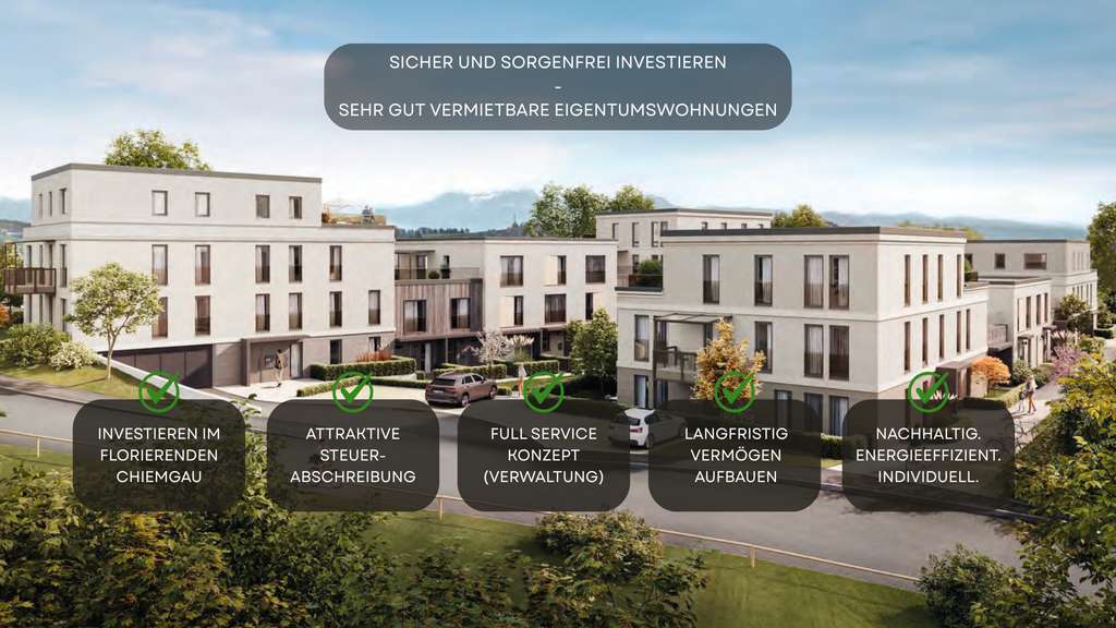 Immobilie in Bad Endorf - Sehr gut vermietbar! Moderne Eigentumswhg. im Chiemgau - 4km Chiemsee, fußläufig Einkauf & Therme - Bild 0