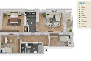 **Großzügige 4-Zi. Wohnung in beliebter, ländlicher Lage** – Barberstr. 35, 47259 Mündelheim, Duisburg – Vorschaubild 2