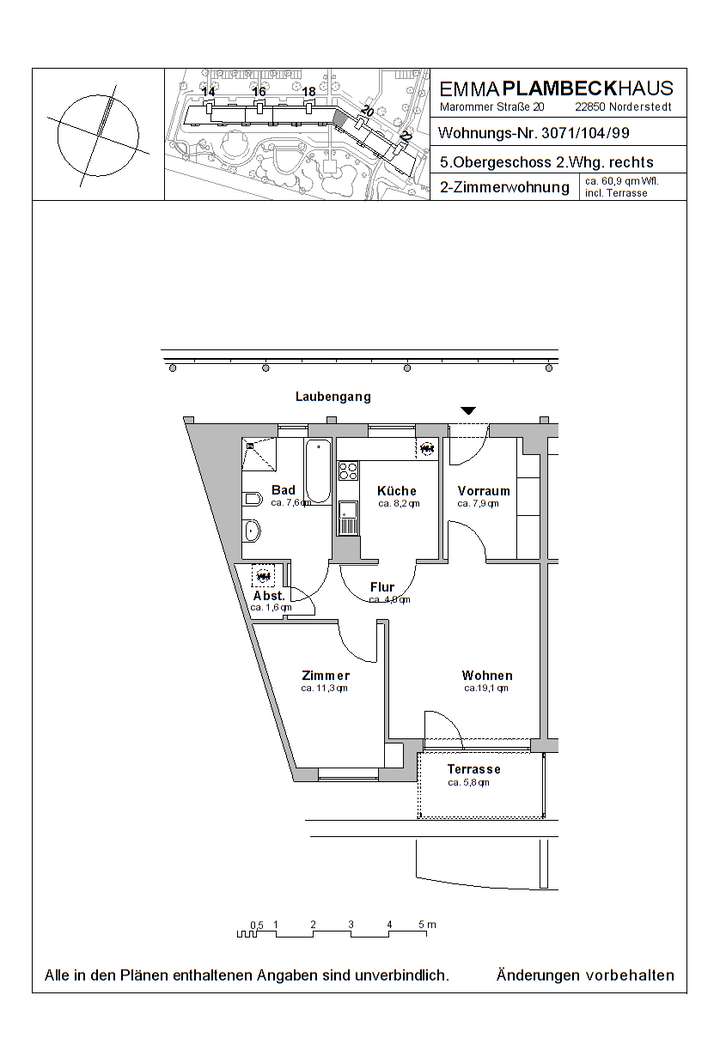 Grundriss 2 Zi.-Whg. (Typ E)