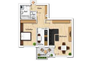 Zentrumsnah mit schönem Balkon - 2 Zimmerwohnung mit Stellplatz – Die vollständige Adresse der Immobilie erhältst du vom Anbieter., 90443 Steinbühl, Nürnberg – Vorschaubild 5