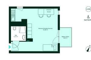 Barrierefreies Miniapartment inkl. Küchenzeile – Roermonder Straße 76, 52072 Ponttor, Aachen – Vorschaubild 4