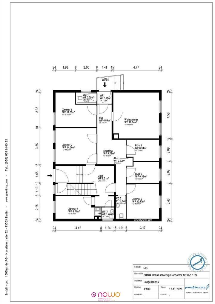 Grundriss EG bemaßt