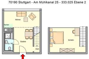1,5 Zimmerwohnung auf 2 Ebenen - Nähe Mineralbad – Am Mühlkanal 27, 70190 Berg, Stuttgart – Vorschaubild 7