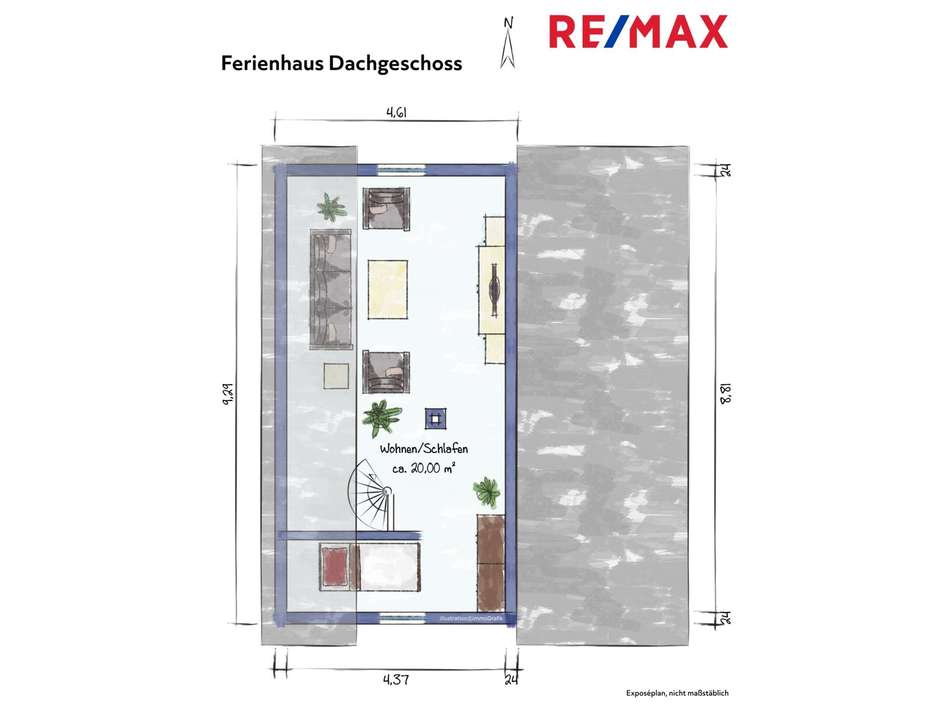Ferienhaus, Grundriss Dachgesc