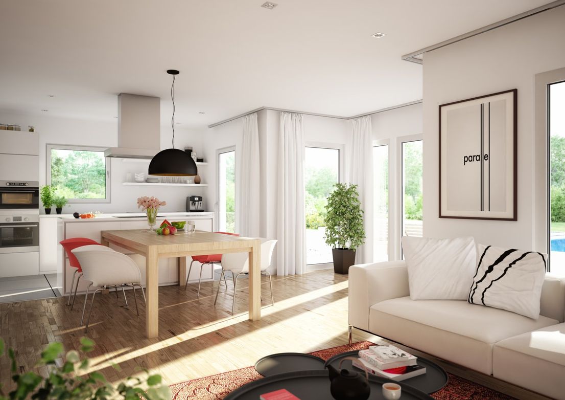Küche und Wohnzimmer