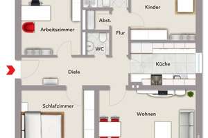 Großzügige 4-Zimmer-Wohnung mit großer West-Loggia  – Die vollständige Adresse der Immobilie erhältst du vom Anbieter., 90480 Zerzabelshof, Nürnberg – Vorschaubild 12