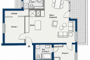 Komfortable Drei-Zimmer-Penthousewohnung mit Skylineblick und zwei Tiefgaragenplätzen – 60528 Niederrad, Frankfurt am Main – Vorschaubild 14