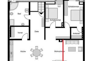 Großzüge Wohnung mit Einbauküche in Bochum: 3,5-Zimmer-Dachgeschosswohnung in Hamme – Prinzenstraße 17, 44809 Hamme, Bochum – Vorschaubild 2