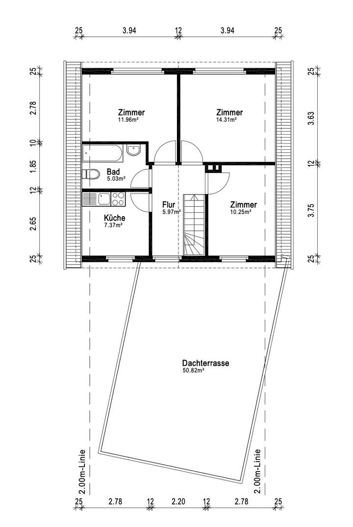 Bemaßter Grundriss - OG