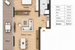 Möblierte 2 Zimmer Wohnung am Wildpark! Großer Sonnenbalkon! Aufzug! TG-Stellplatz! – Die vollständige Adresse der Immobilie erhältst du vom Anbieter., 40629 Ludenberg, Düsseldorf – Vorschaubild 14