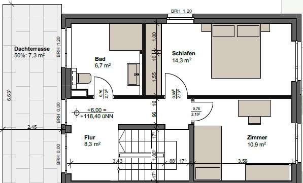 Grundriss Staffelgeschoss