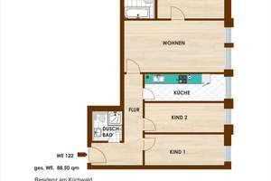 ''  7,5 %  BRUTTORENDITE ''
  RESIDENZ AM KÜCHWALD
4-Zimmer-Wohnung mit Gäste-WC +  
TG-Stellplatz