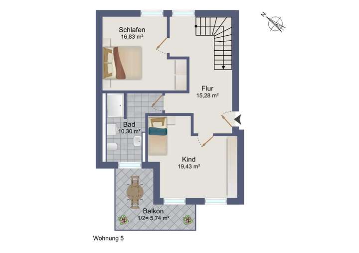 Grundriss Whg 5 - 2. OG