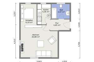 Helle 1,5-Zimmer Dachgeschosswohnung – Kantstraße 81a, 86167 Lechhausen-West, Augsburg – Vorschaubild 12