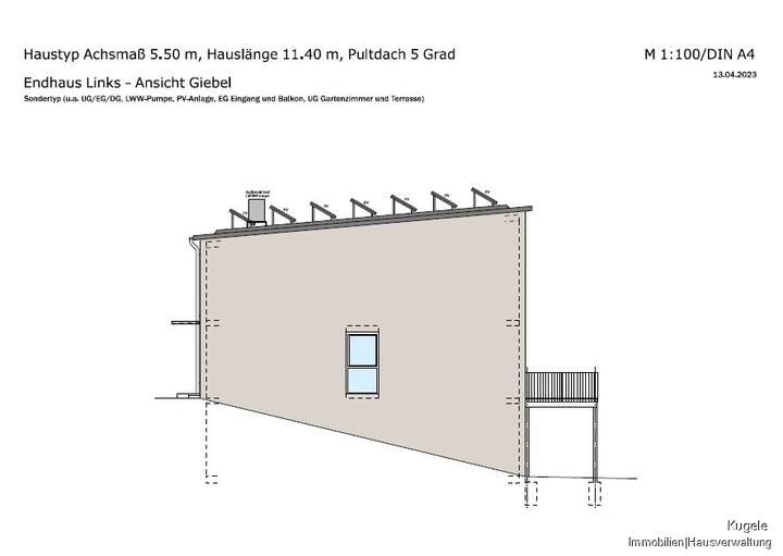 Ansicht Giebel Endhaus Links