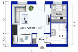 Helle 1-Zimmer-Wohnung in Toplage – U-Bahn Schoppershof fußläufig ! – Die vollständige Adresse der Immobilie erhältst du vom Anbieter., 90489 Veilhof, Nürnberg – Vorschaubild 4