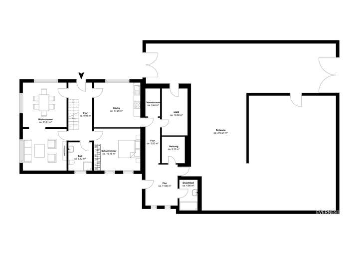 EG: Wohnhaus mit Resthof