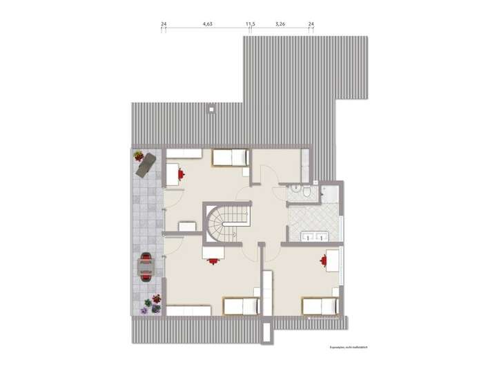 Grundriss DG mit drei Schlafzi