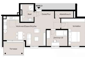 Barrierefreie 2 ZKB-Wohnung mit Terrasse im Neubau – Die vollständige Adresse der Immobilie erhältst du vom Anbieter., 70599 Plieningen (Ortsteil), Stuttgart – Vorschaubild 5