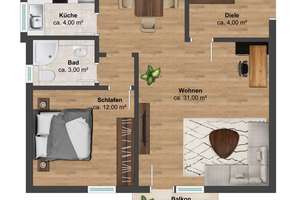 Erstbezug nach Modernisierung | 2-Zimmer-Wohnung mit Balkon, Aufzug & neuer Einbauküche – Gutsparkstraße 6/8, 4328 Paunsdorf, Leipzig – Vorschaubild 7