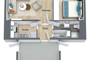 Zentral gelegene 2-Zimmer Wohnung mit großem Balkon – Die vollständige Adresse der Immobilie erhältst du vom Anbieter., 97072 Sanderau, Würzburg – Vorschaubild 9