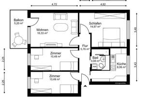 VERKAUFT - 4-Zimmer ETW  in Potsdam| bezugsfrei
1. OG mit Balkon | ca. 72 m² | Keller – Die vollständige Adresse der Immobilie erhältst du vom Anbieter., 14480 Am Stern, Potsdam – Vorschaubild 2