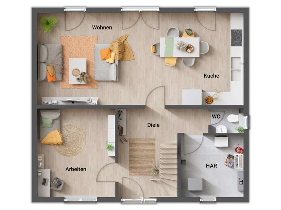 Beispiel EG großem Homeoffice