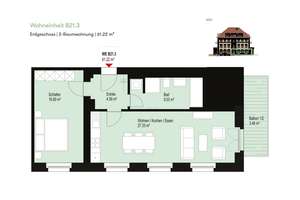 Historischer Charme trifft modernen Wohnkomfort | Balkon | Fußbodenheizung | Offene Küche | Parkett – Georg-Lehmann-Bogen 5, 4289 Meusdorf, Leipzig – Vorschaubild 2
