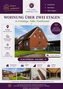Invest - vermietete Wohnung OG + DG mit West - Balkon plus Carport