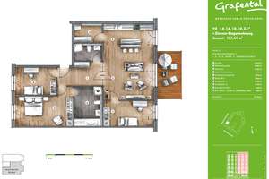 Moderne 4-Zimmer-Wohnung mit Balkon, Einbauküche und TG-Stellplatz in Grafental – Neumannstr. 7, 40235 Flingern Nord, Düsseldorf – Vorschaubild 2