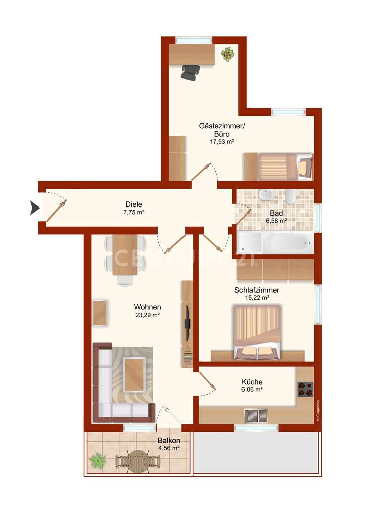 Immobilie in Birkenheide - Gepflegtes Wohnglück! 3 ZKB mit Balkon und Stellplatz - Bild 4