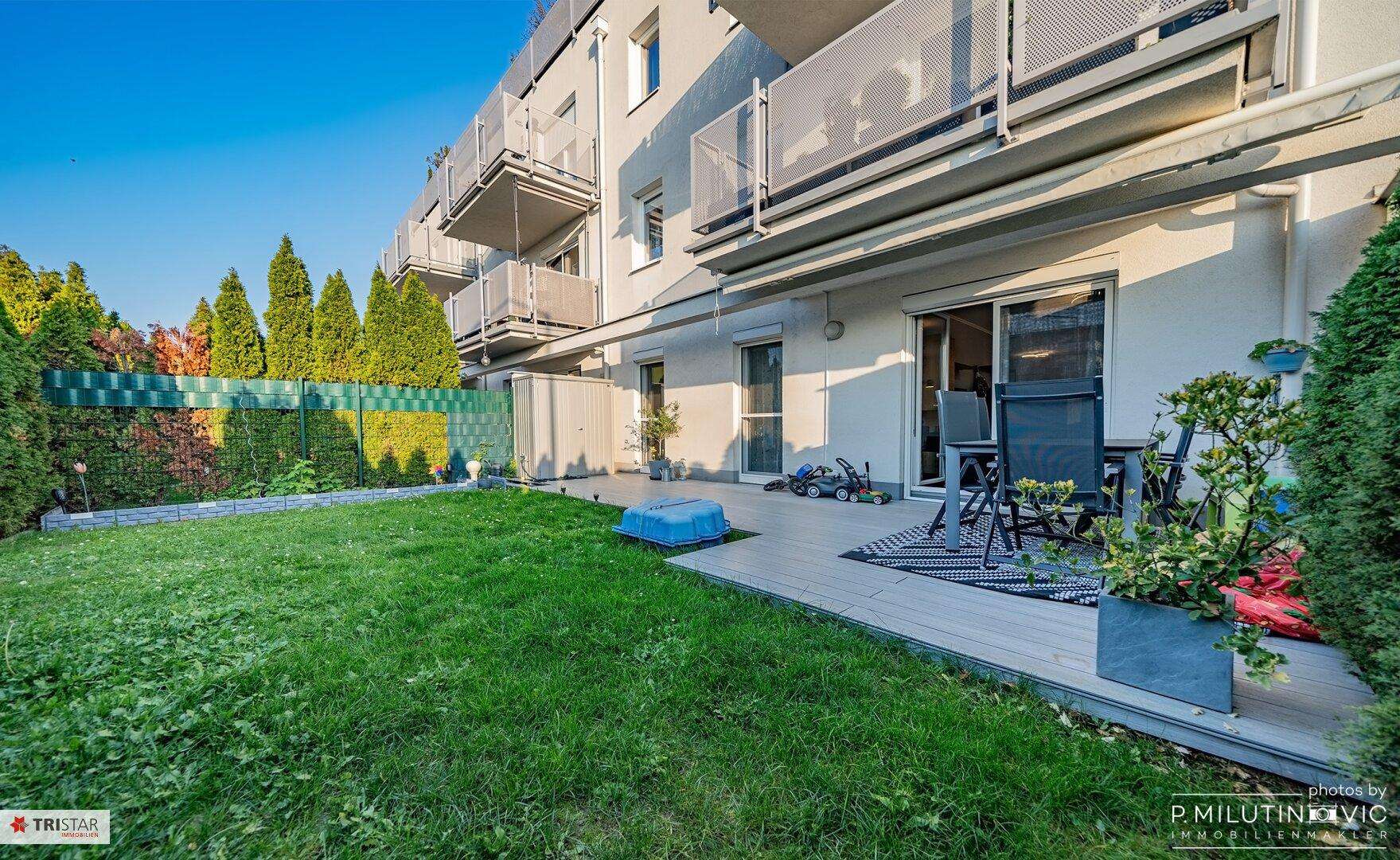 Neu in Vösendorf ++Süd-Westseitige 3-Zimmer Wohnung (ca. 74m2) mit Garten und Terrasse (ca. 65m2) – Ihr sonniges Zuhause++Moderne Gartenwohnung mit ganzjährigem Zugang zu einem gemeinschaftlich genutzten BADETEICH+