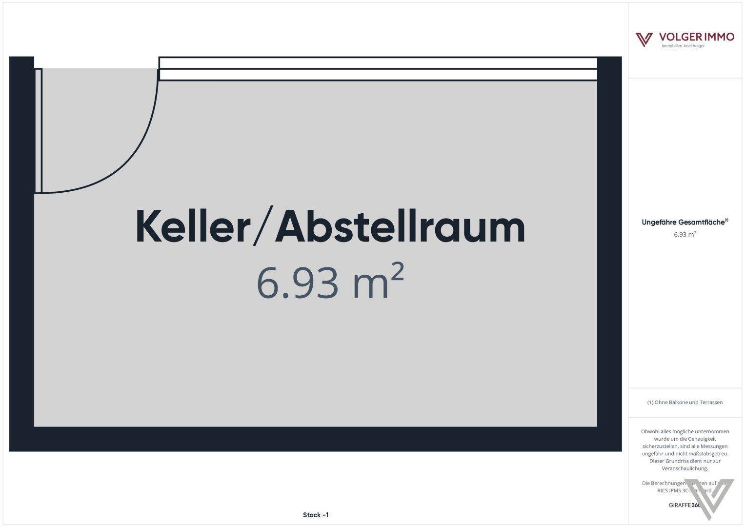 Grundriss des Kellers mit Abstellraum, bietet zusätzlichen Stauraum für das Eigentum.
